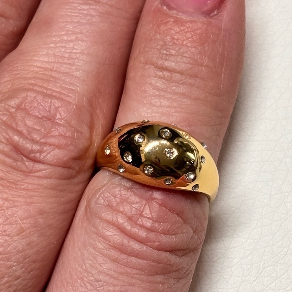 Baublebar gold tone rhinestone crystal ring size 6.5